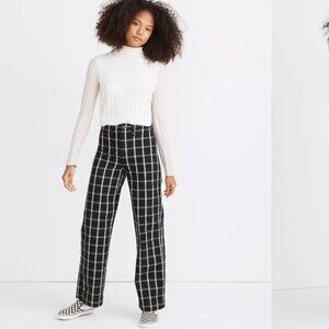 MadeWell Slim Emmett Wide-Leg Full-Length Pants in Windowpane Check | Size 27